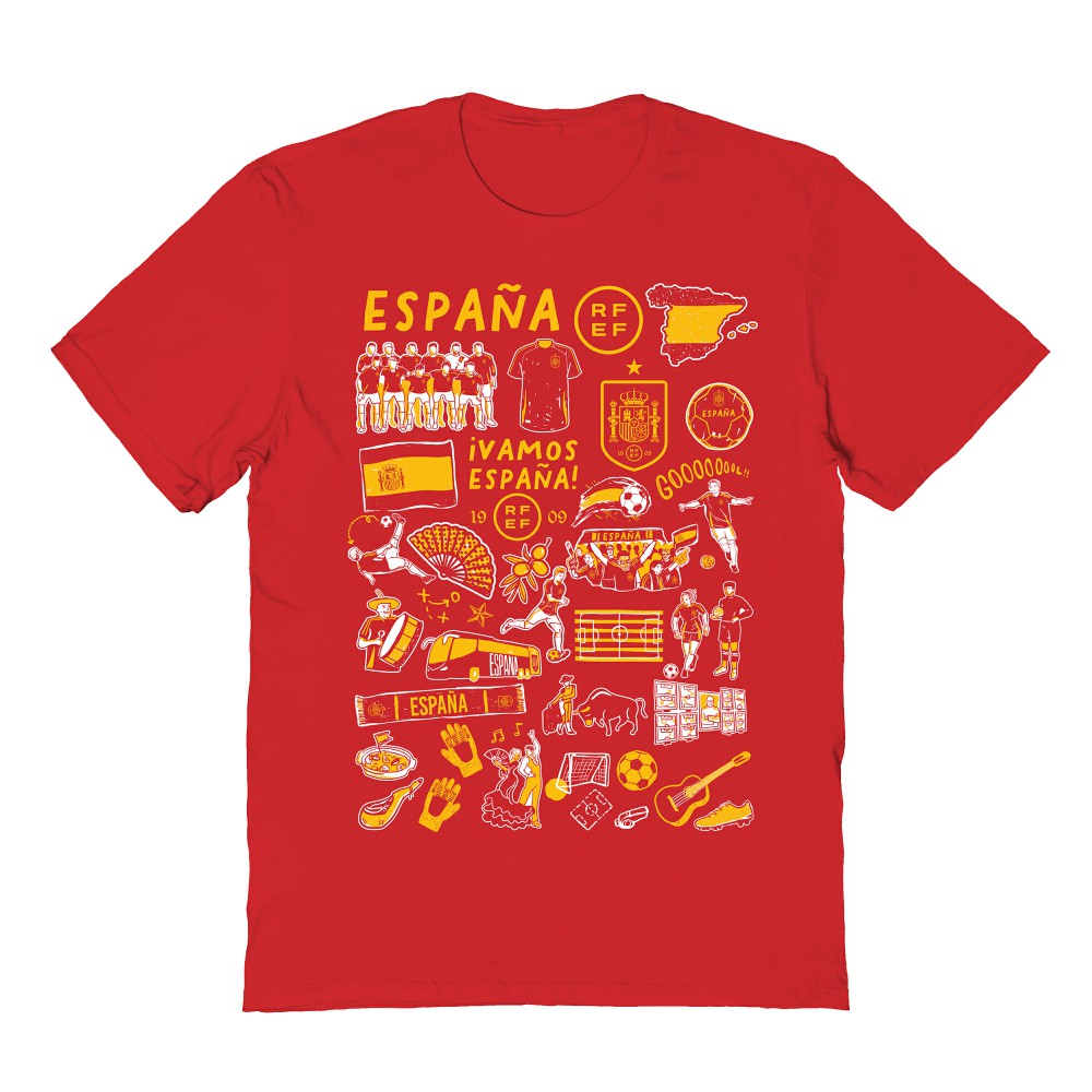 Spain National Team Vive La Fete Women's Impressions Artwork Fitted T-Shirt Red - FIFA World CUP