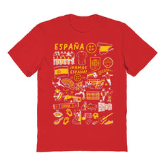 Spain National Team Vive La Fete Women's Impressions Artwork Fitted T-Shirt Red - FIFA World CUP
