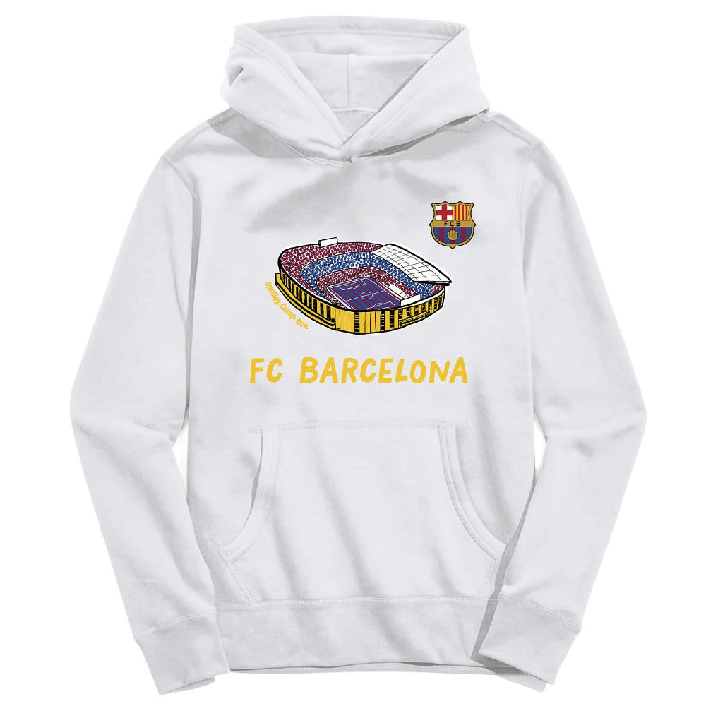 Barcelona Vive La Fete Youth Stadium Style Hoodie White - FIFA World CUP