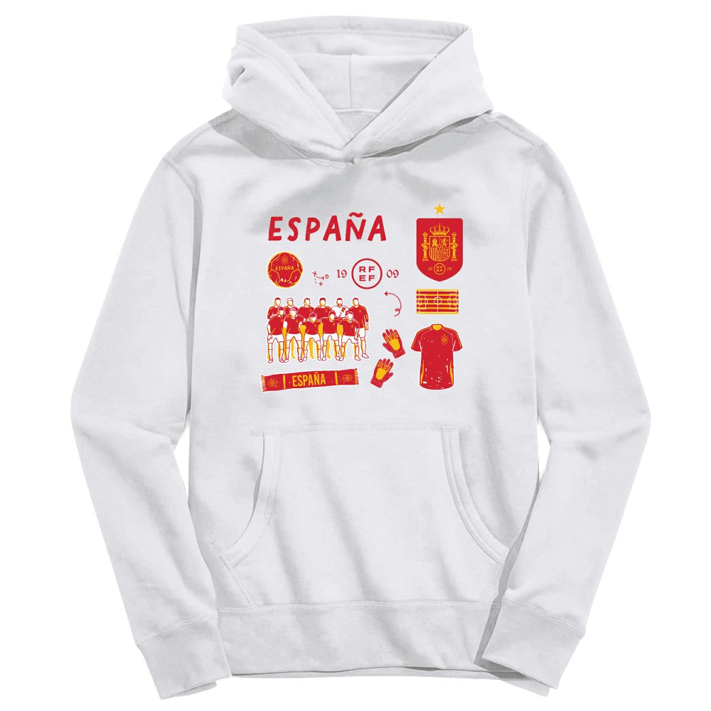 Spain National Team Vive La Fete Youth Impressions Icons Hoodie White - FIFA World CUP