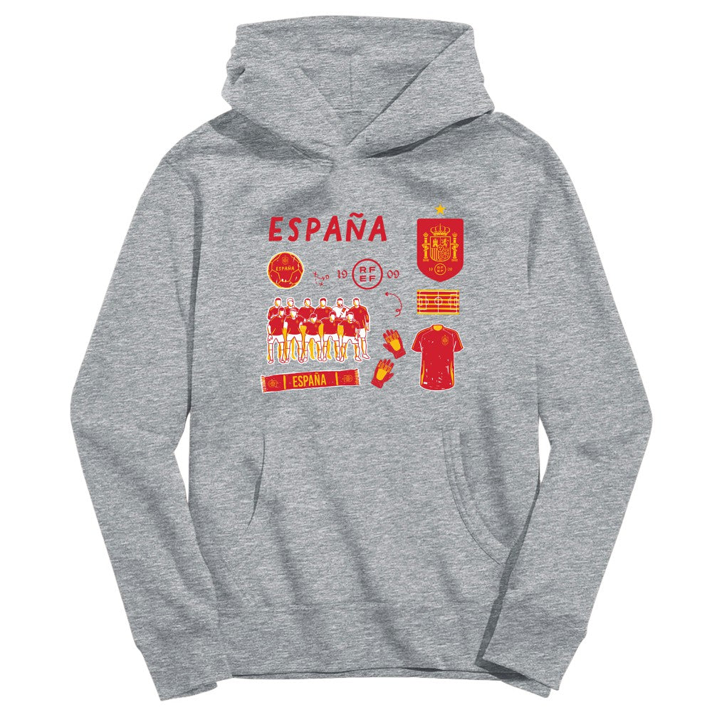 Spain National Team Vive La Fete Youth Impressions Icons Hoodie Gray - FIFA World CUP