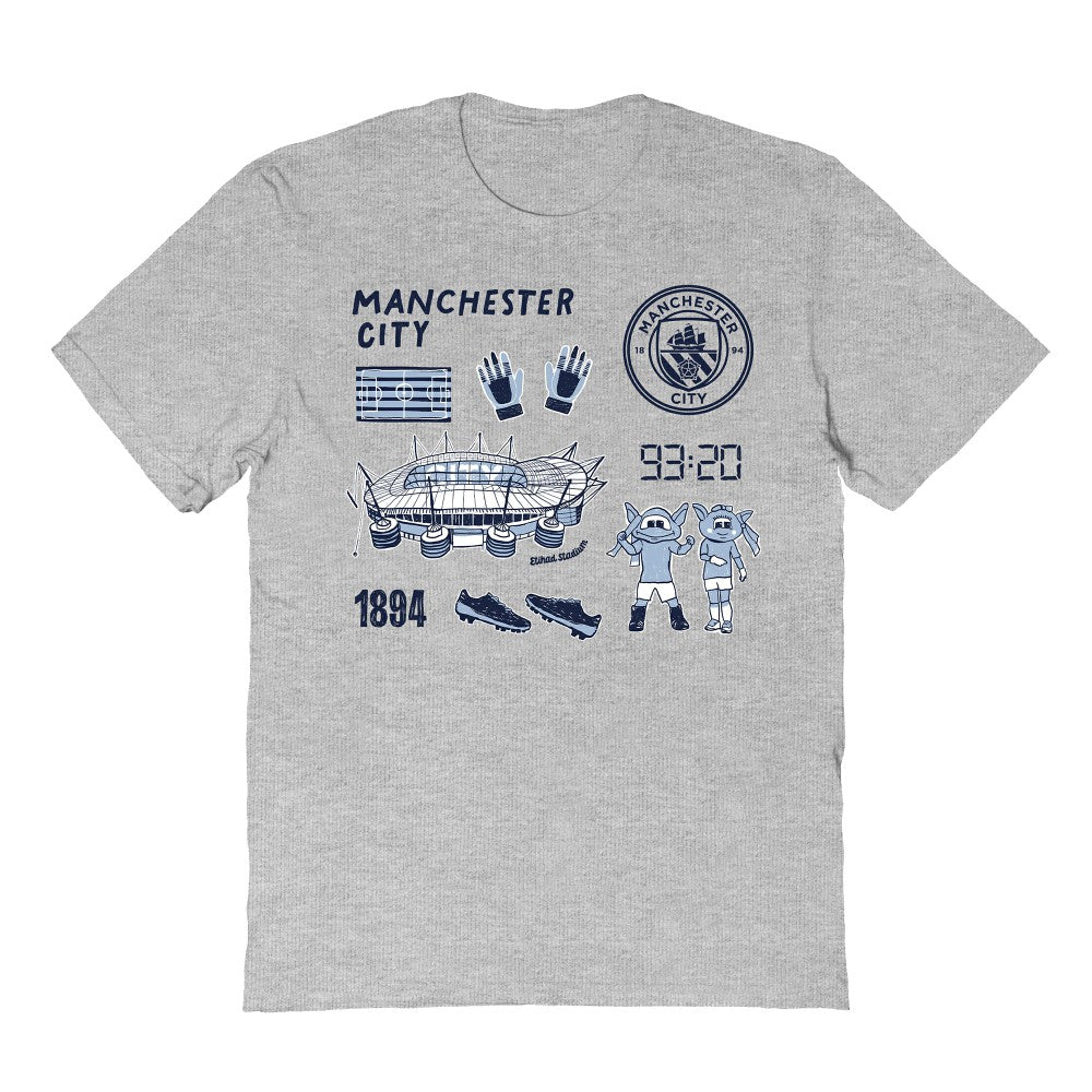 Manchester City Vive La Fete Youth Impressions Icons T-Shirt Gray - FIFA World CUP