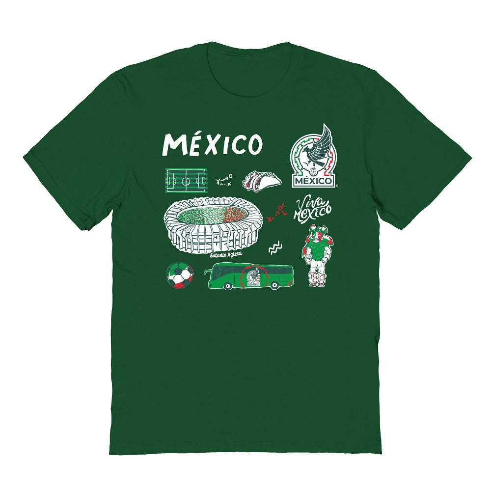 Mexico National Team Vive La Fete Youth Impressions Icons T-Shirt Green - FIFA World CUP