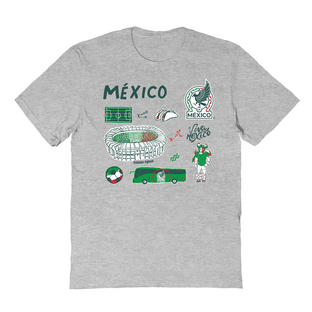 Mexico National Team Vive La Fete Youth Impressions Icons T-Shirt Gray - FIFA World CUP