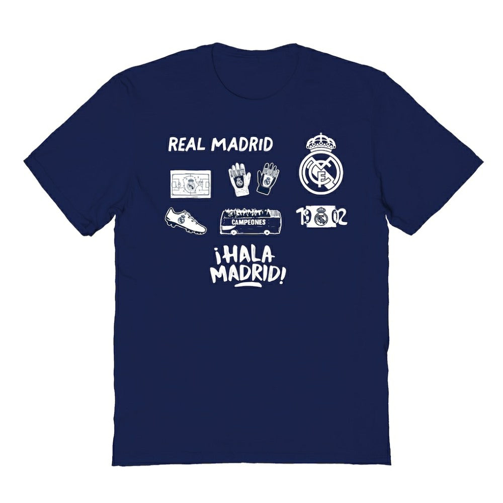 Real Madrid Vive La Fete Youth Impressions Icons T-Shirt Navy - FIFA World CUP