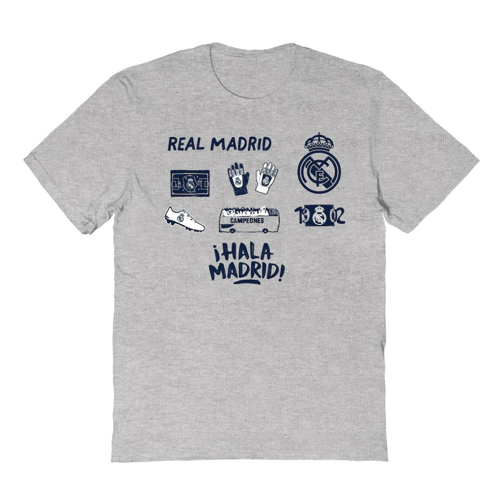 Real Madrid Vive La Fete Youth Impressions Icons T-Shirt Gray - FIFA World CUP