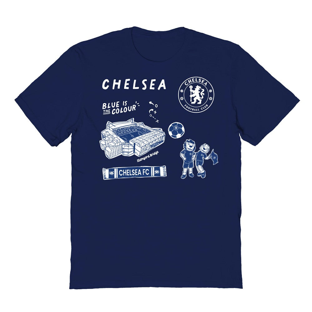 Chelsea Vive La Fete Youth Impressions Icons T-Shirt Navy - FIFA World CUP
