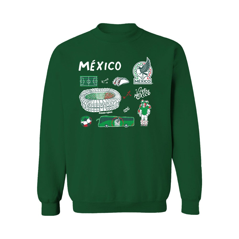 Mexico National Team Vive La Fete Women's Impressions Icons Sweatshirt Green - FIFA World CUP