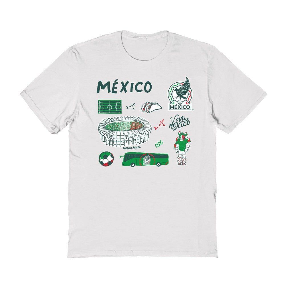 Mexico National Team Vive La Fete Women's Impressions Icons T-Shirt White - FIFA World CUP