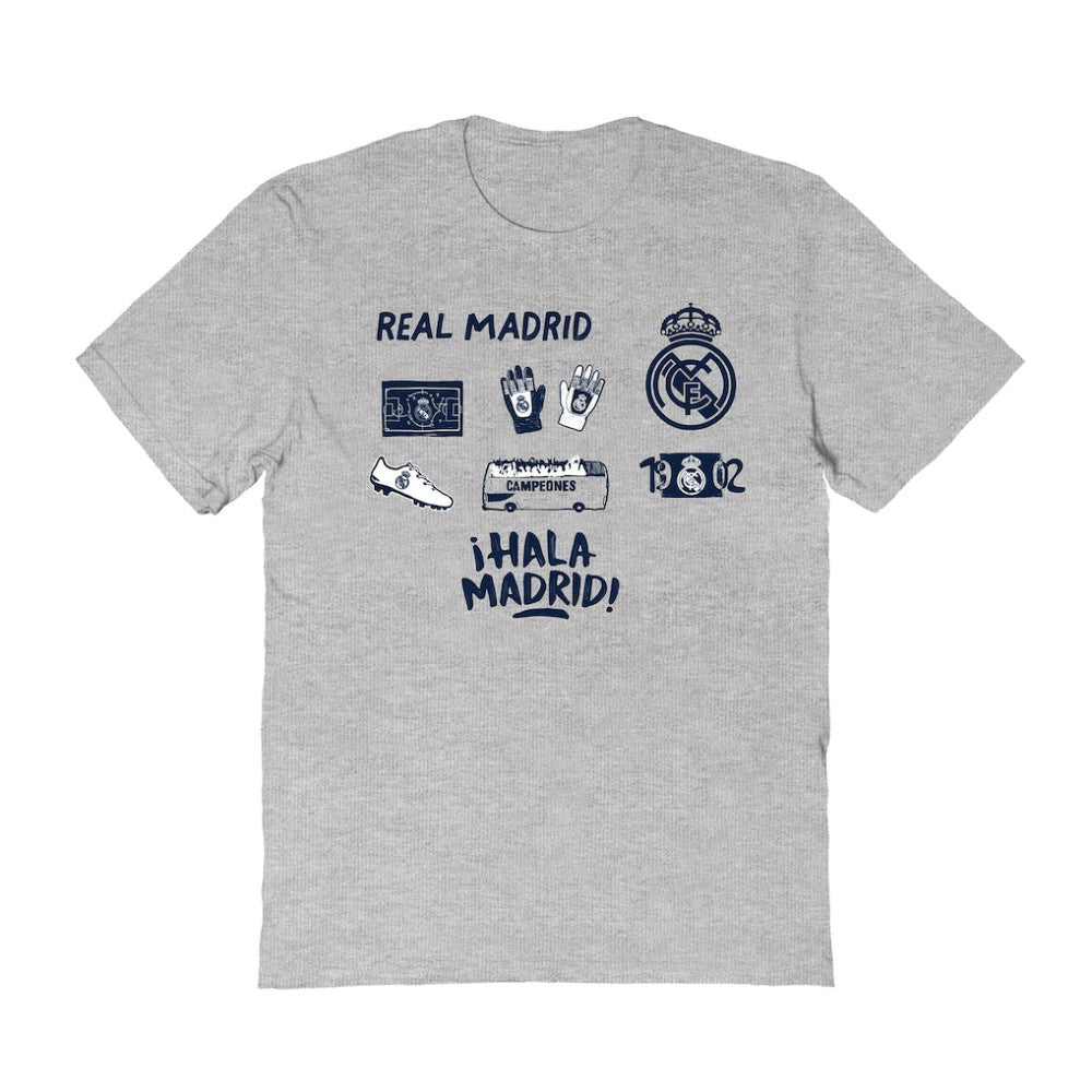 Real Madrid Vive La Fete Women's Impressions Icons T-Shirt Gray - FIFA World CUP