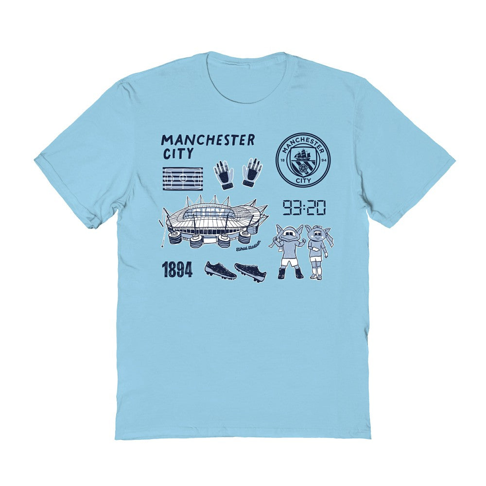 Manchester City Vive La Fete Women's Impressions Icons T-Shirt Light Blue - FIFA World CUP