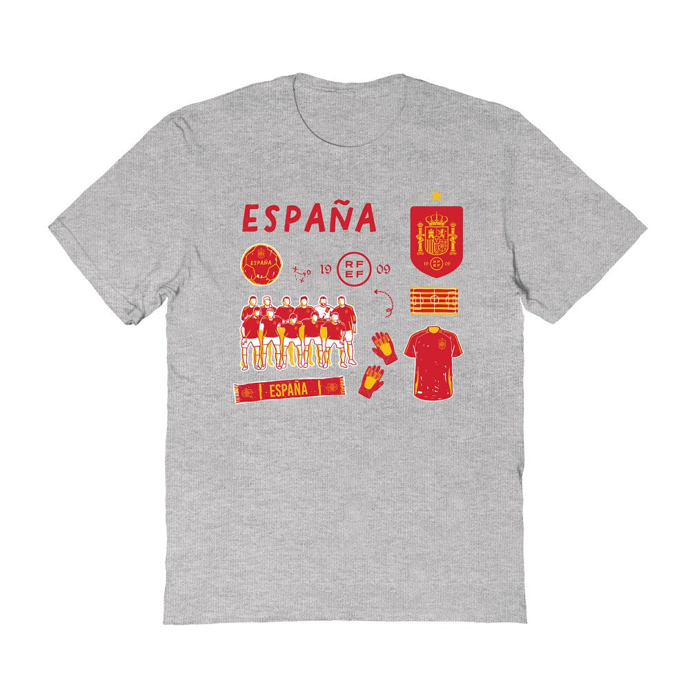 Spain National Team Vive La Fete Women's Impressions Icons T-Shirt Gray - FIFA World CUP