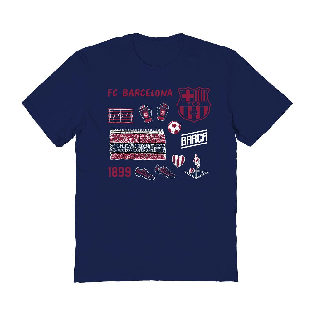 Barcelona Vive La Fete Women's Impressions Icons T-Shirt Navy - FIFA World CUP