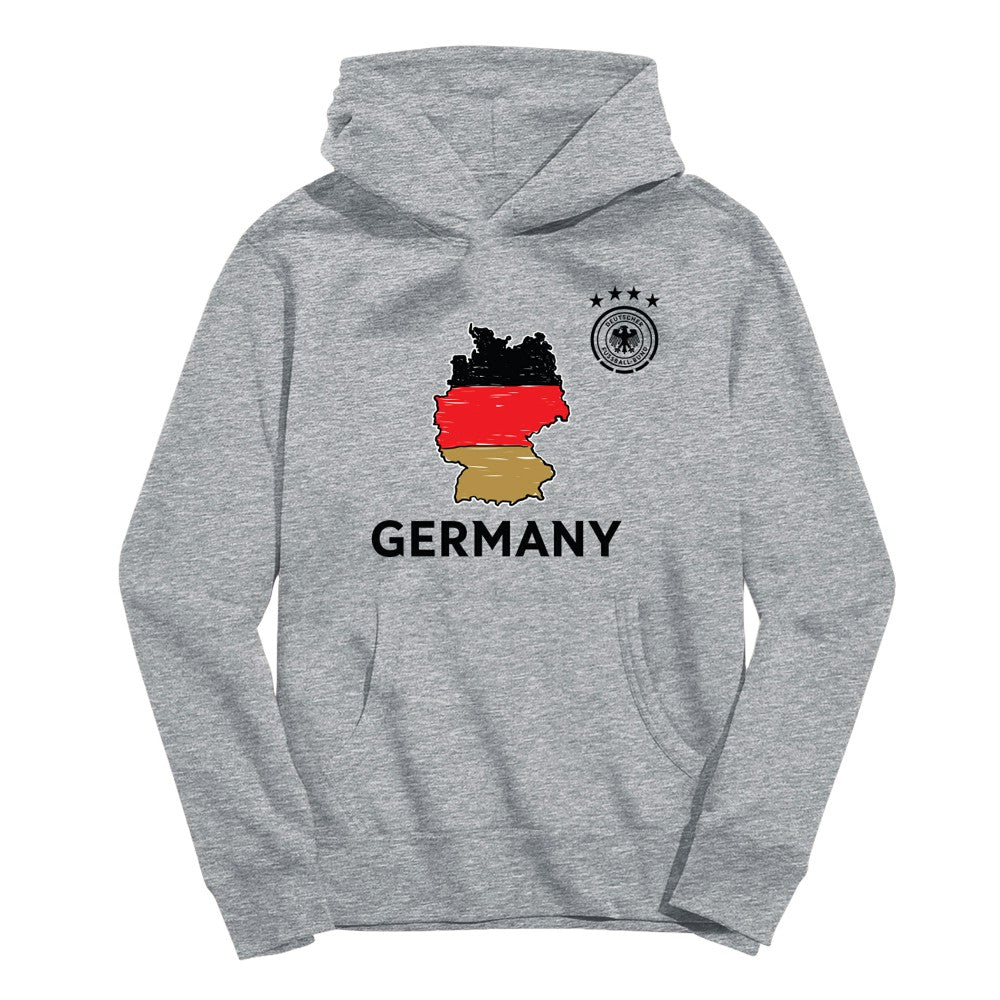 Germany National Team Vive La Fete Youth Map Style Hoodie Gray - FIFA World CUP