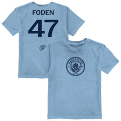 Phil Foden Manchester City Vive La Fete Youth Player Name & Number Color Badge T-Shirt Light Blue - FIFA World CUP