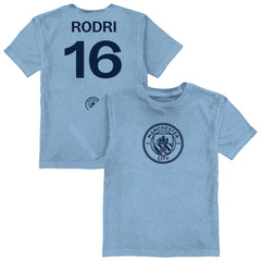 Rodri Manchester City Vive La Fete Youth Player Name & Number Color Badge T-Shirt Light Blue - FIFA World CUP