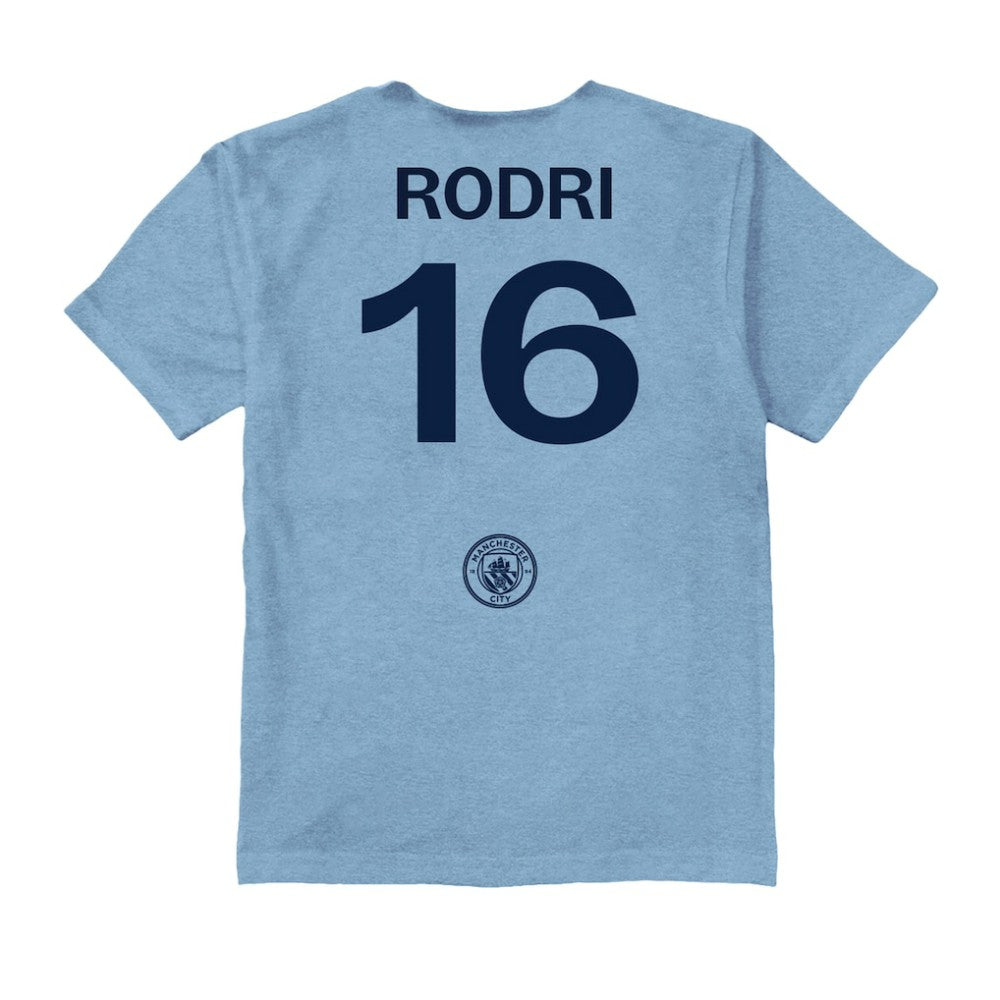Rodri Manchester City Vive La Fete Youth Player Name & Number Color Badge T-Shirt Light Blue - FIFA World CUP