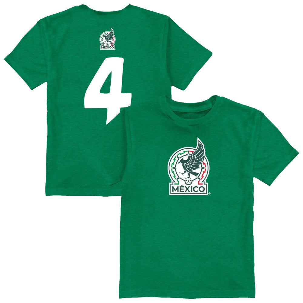 Edson Álvarez Mexico National Team Vive La Fete Youth Player Name & Number Color Badge T-Shirt Green - FIFA World CUP