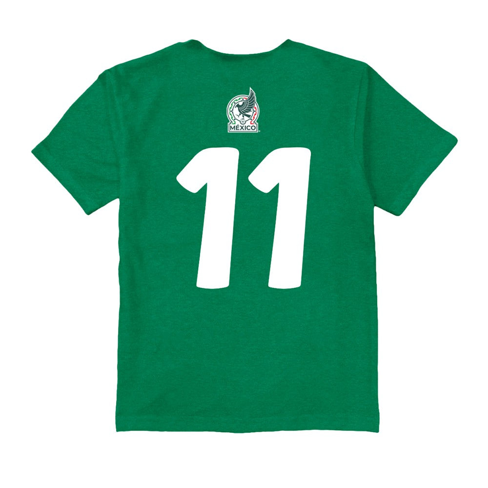 Santiago Gimenez Mexico National Team Vive La Fete Youth Player Name & Number Color Badge T-Shirt Green - FIFA World CUP