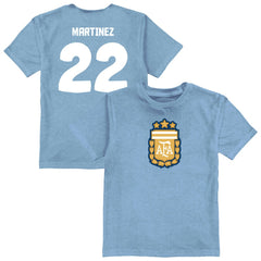 Lautaro Martinez Argentina National Team Vive La Fete Youth Player Name & Number Color Badge T-Shirt Light Blue - FIFA World CUP