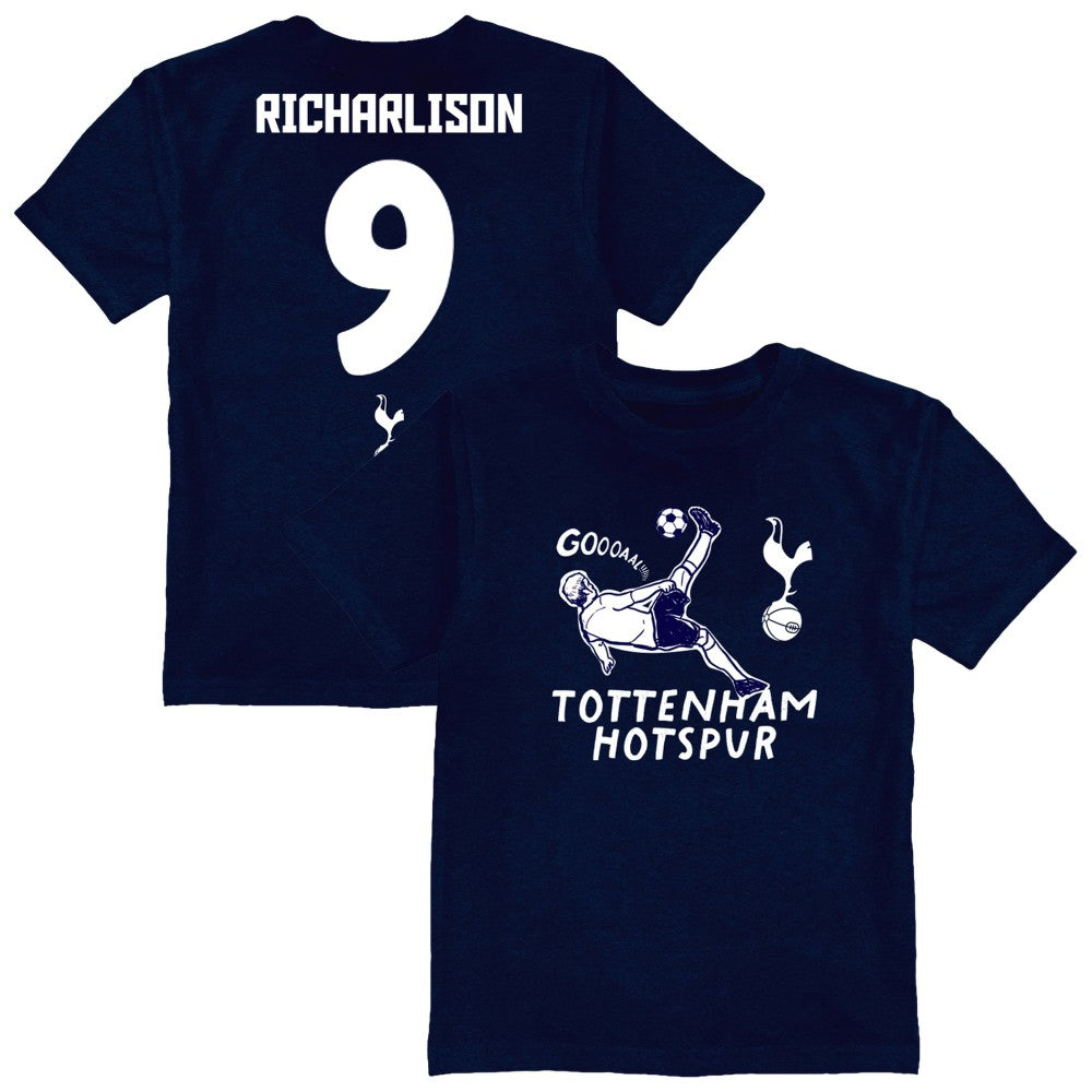 Richarlison Tottenham Hotspur Vive La Fete Youth Player Name & Number Chilena Style T-Shirt Navy - FIFA World CUP