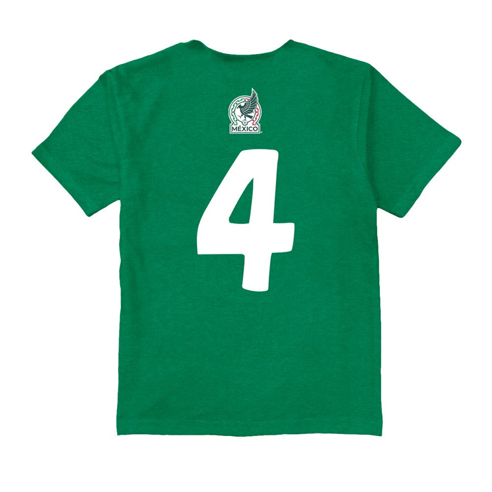 Edson Álvarez Mexico National Team Vive La Fete Youth Player Name & Number Chilena Style T-Shirt Green - FIFA World CUP