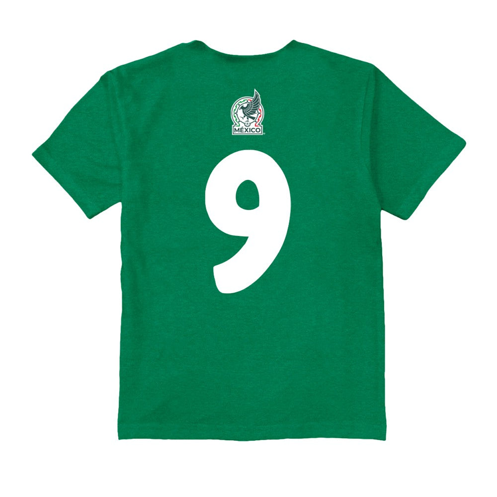 Raúl Jiménez Mexico National Team Vive La Fete Youth Player Name & Number Chilena Style T-Shirt Green - FIFA World CUP
