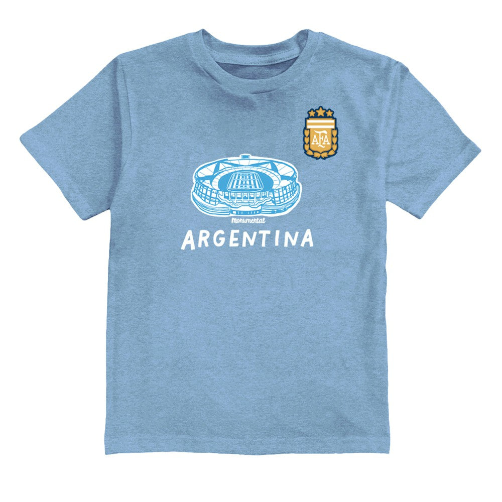 Lionel Messi Argentina National Team Vive La Fete Youth Player Name & Number Stadium Style T-Shirt Light Blue - FIFA World CUP