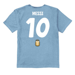 Lionel Messi Argentina National Team Vive La Fete Youth Player Name & Number Stadium Style T-Shirt Light Blue - FIFA World CUP