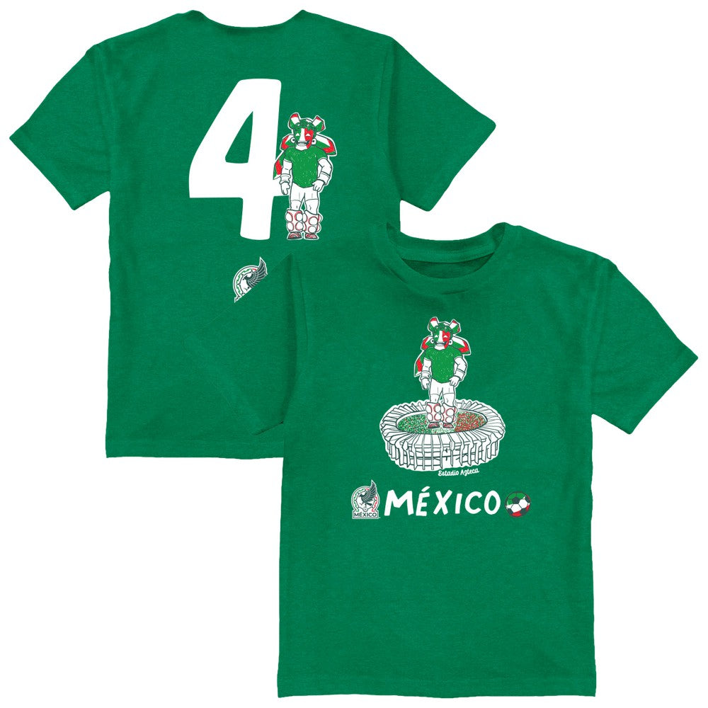 Edson Álvarez Mexico National Team Vive La Fete Youth Player Name & Number Stadium Style T-Shirt Green - FIFA World CUP
