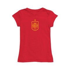 Spain National Team Vive La Fete Girls Youth Color Badge Fitted T-Shirt Red - FIFA World CUP