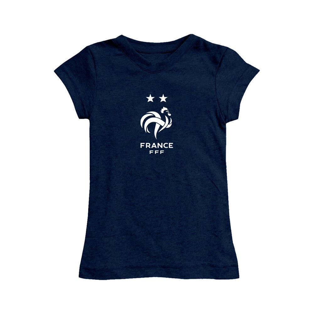 France National Team Vive La Fete Girls Youth Color Badge Fitted T-Shirt Navy - FIFA World CUP