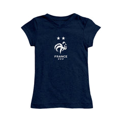 France National Team Vive La Fete Girls Youth Color Badge Fitted T-Shirt Navy - FIFA World CUP