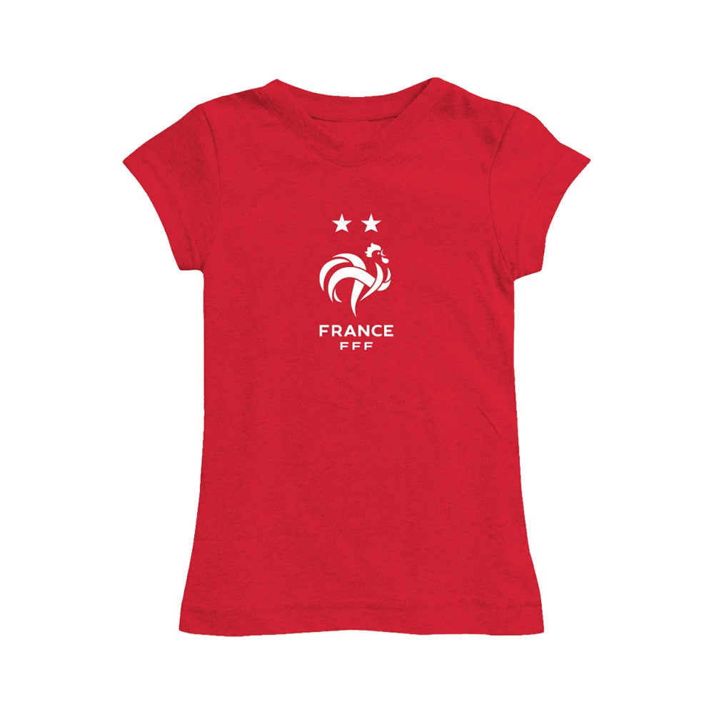 France National Team Vive La Fete Girls Youth Color Badge Fitted T-Shirt Red - FIFA World CUP