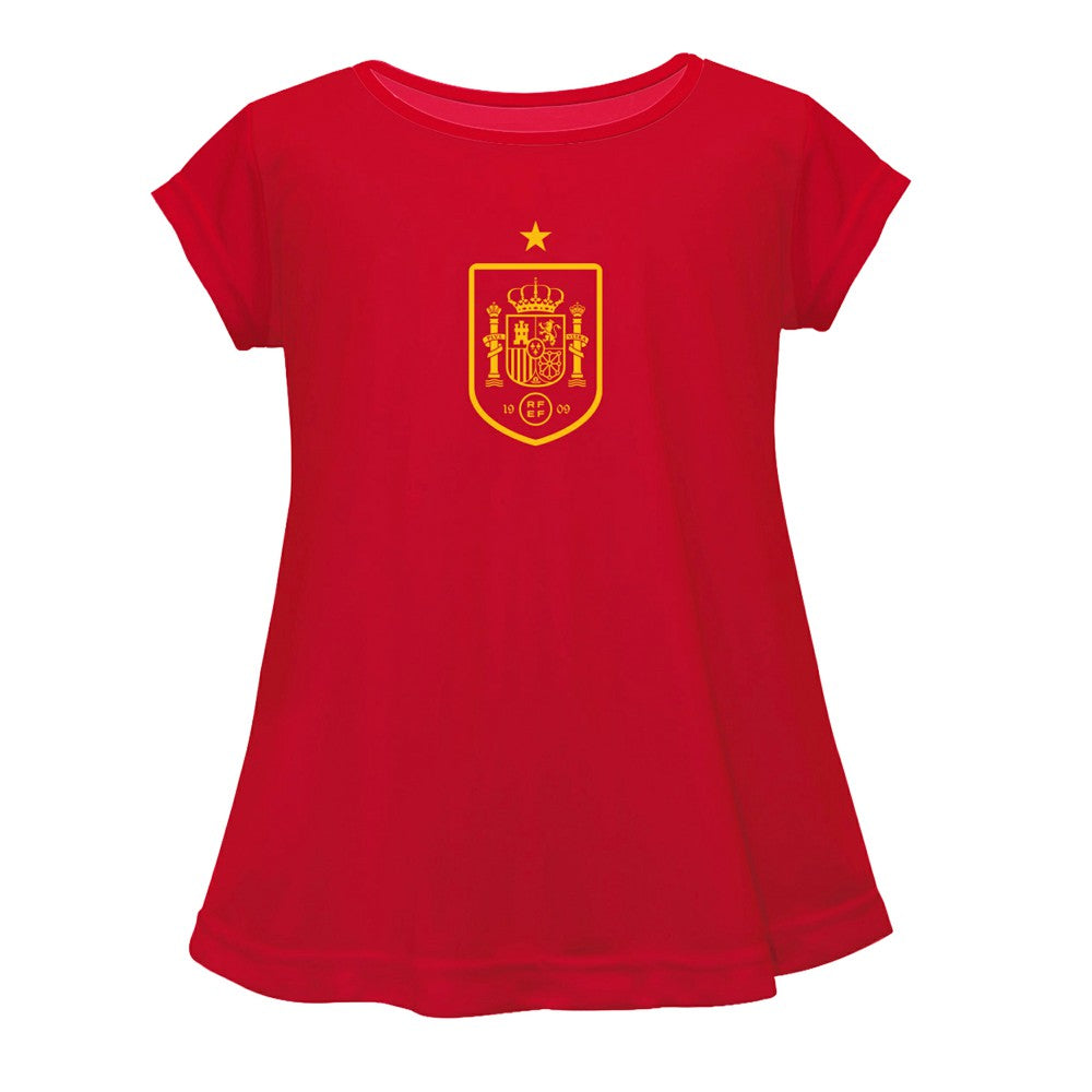 Spain National Team Vive La Fete Girls Youth Color Badge A-Line Top Red - FIFA World CUP