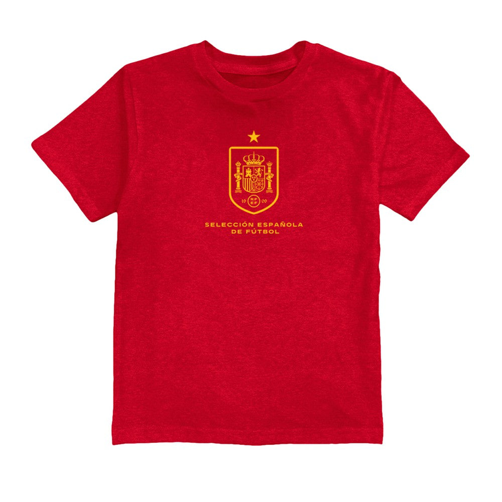 Spain National Team Vive La Fete Youth Color Badge T-Shirt Red - FIFA World CUP
