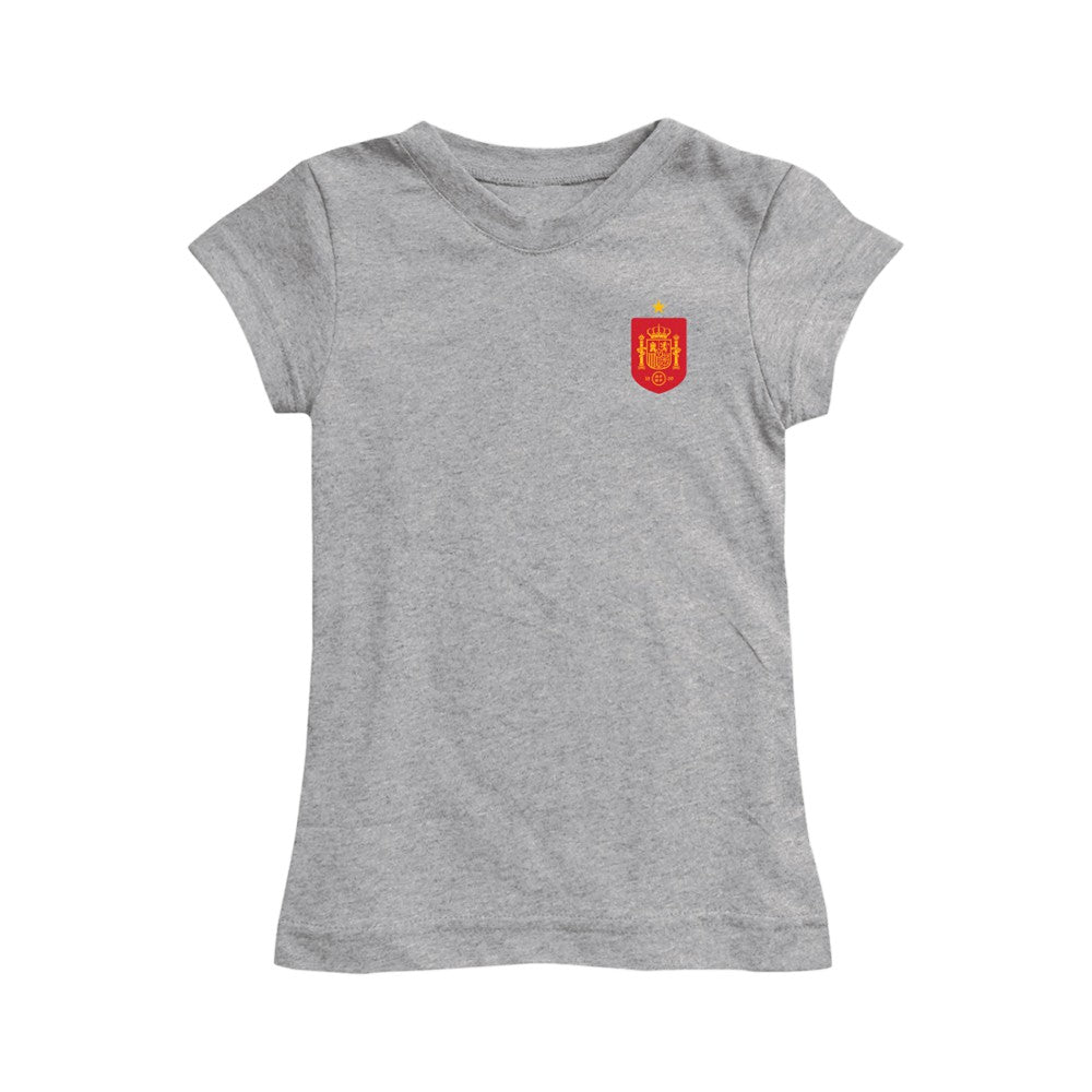 Spain National Team Vive La Fete Girls Youth Impressions Artwork Fitted T-Shirt Gray - FIFA World CUP