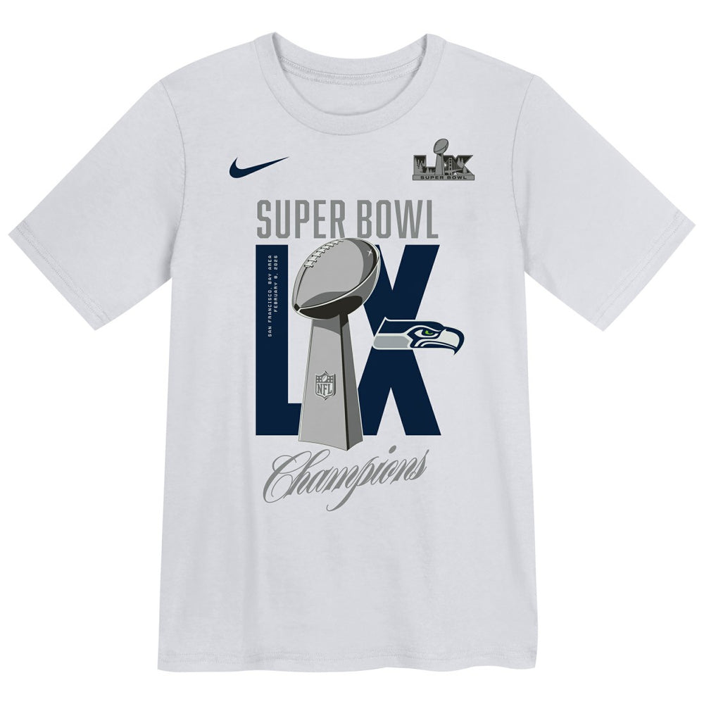 Seattle Seahawks Preschool Super Bowl LX Champions Heavy Chill T-Shirt White | Nike for Sale