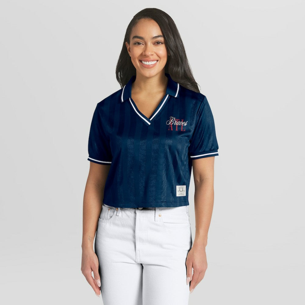 Atlanta Braves WEAR by Erin Andrews Women's Cropped Polo - MLB