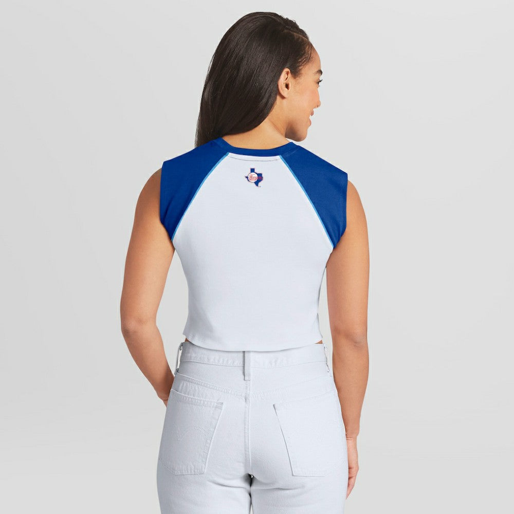 Texas Rangers WEAR by Erin Andrews Women's Cooperstown Cropped Raglan Tank Top - MLB