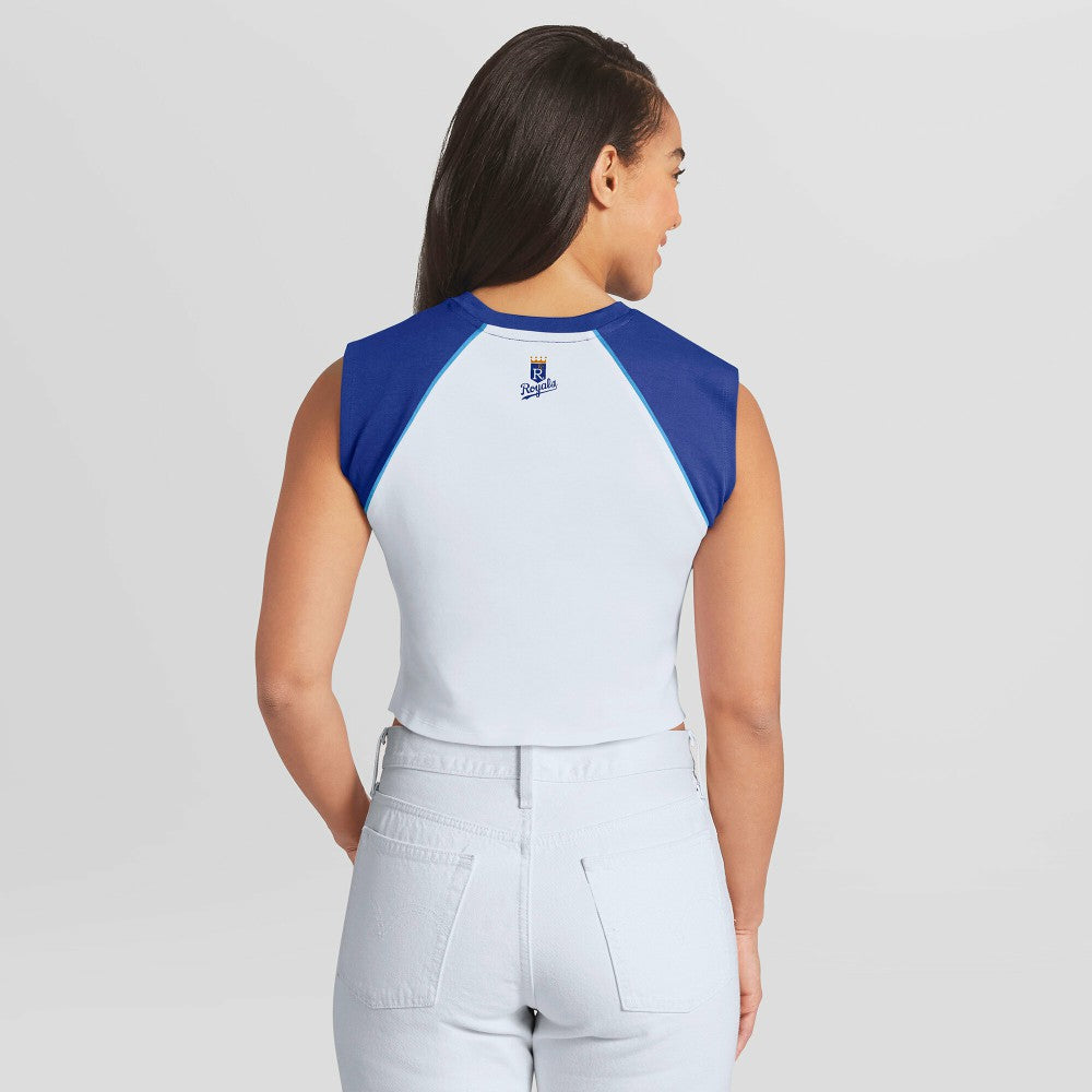 Kansas City Royals WEAR by Erin Andrews Women's Cooperstown Cropped Raglan Tank Top - MLB
