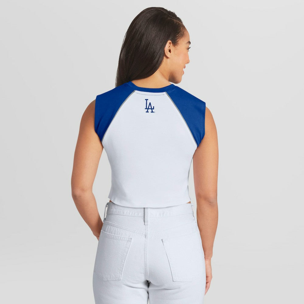 Los Angeles Dodgers WEAR by Erin Andrews Women's Cooperstown Cropped Raglan Tank Top - MLB