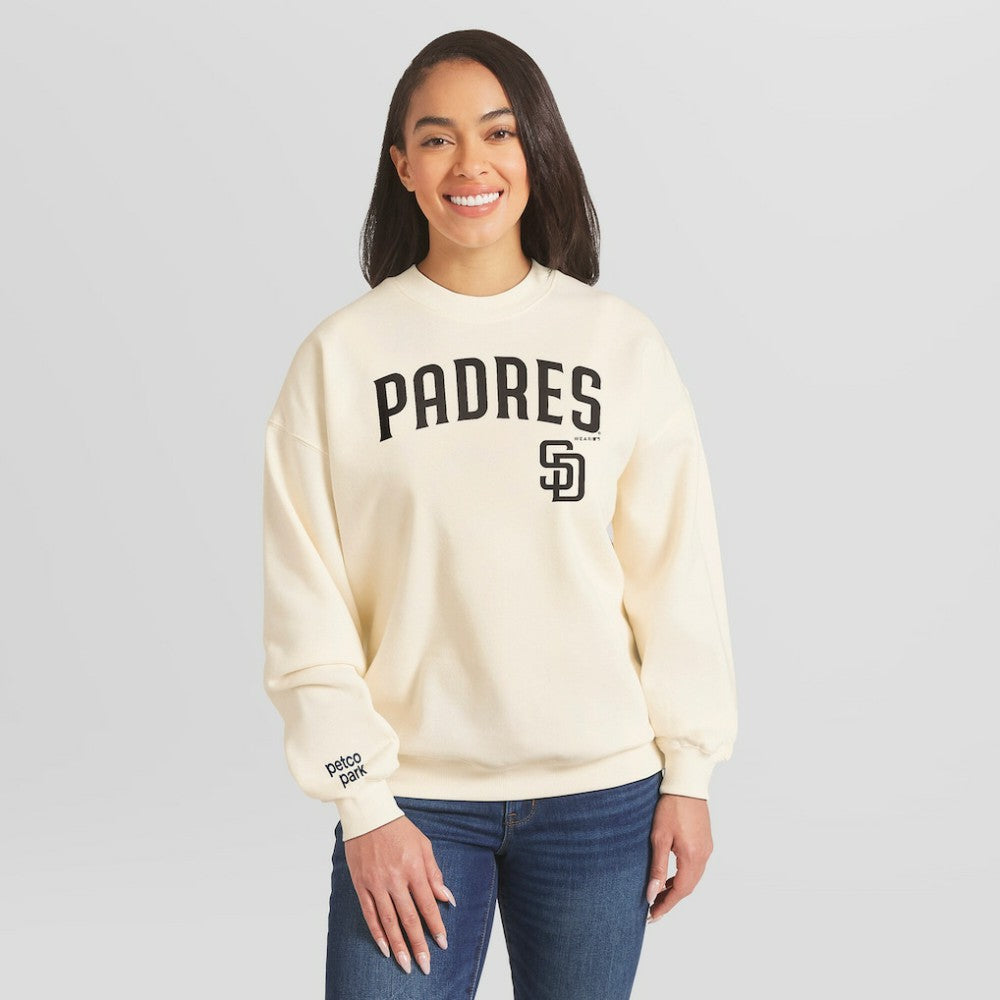 San Diego Padres WEAR by Erin Andrews Women's Heavyweight Crew Neck Sweatshirt - MLB