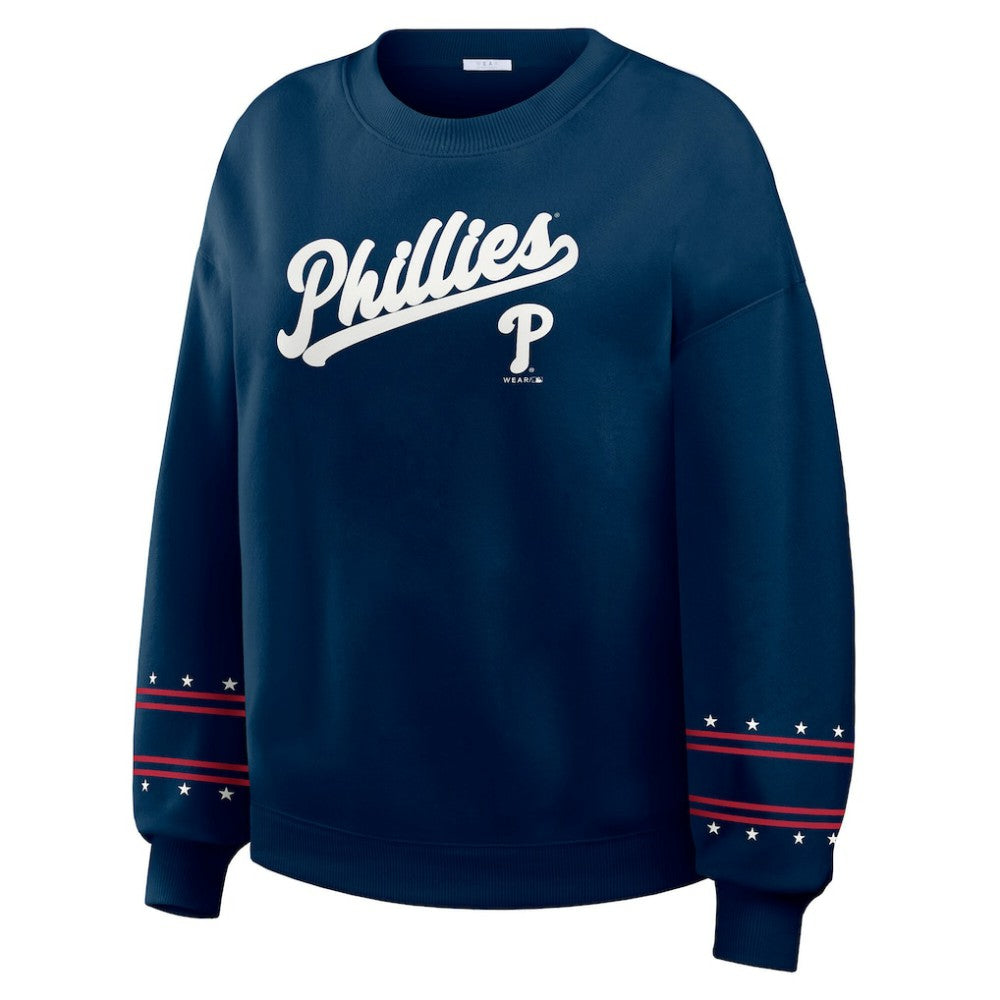 Philadelphia Phillies WEAR by Erin Andrews Women's Americana Heavyweight Fleece Sweatshirt - MLB