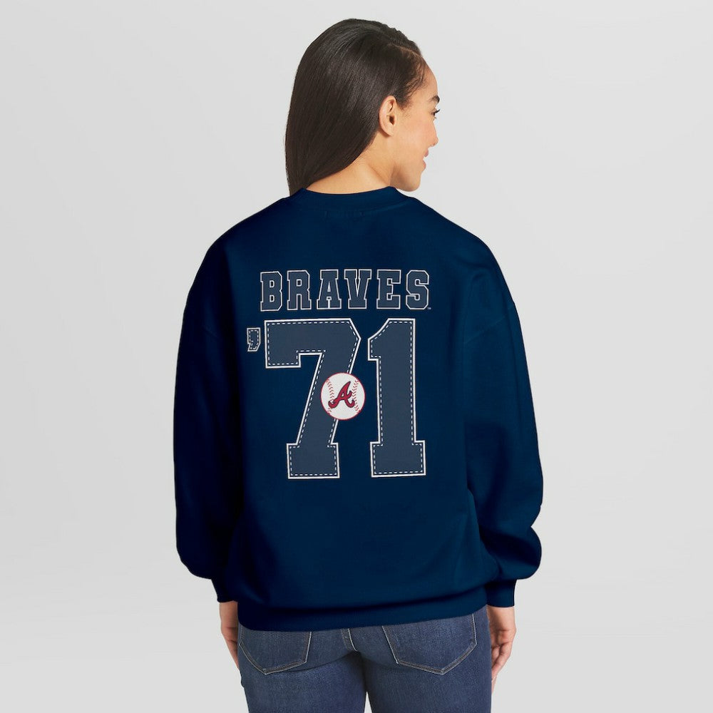 Atlanta Braves WEAR by Erin Andrews Women's Heavyweight Crew Neck Sweatshirt - MLB