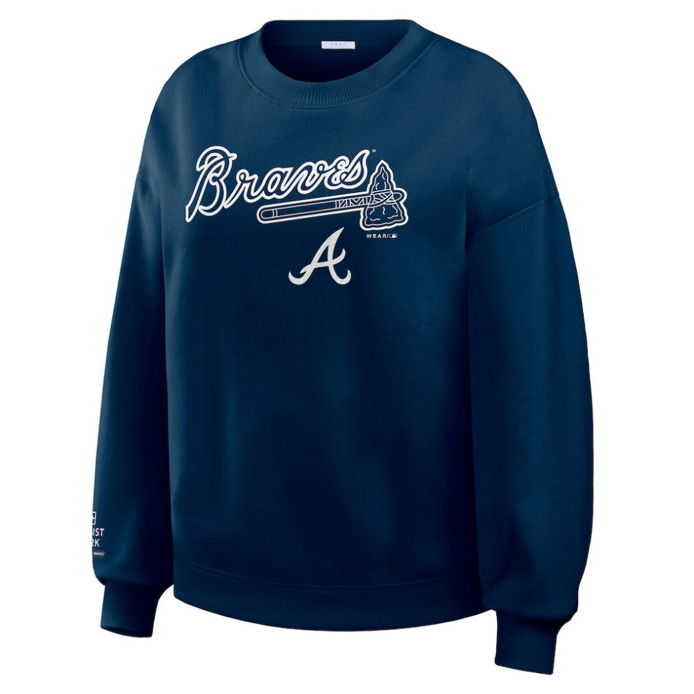 Atlanta Braves WEAR by Erin Andrews Women's Heavyweight Crew Neck Sweatshirt - MLB