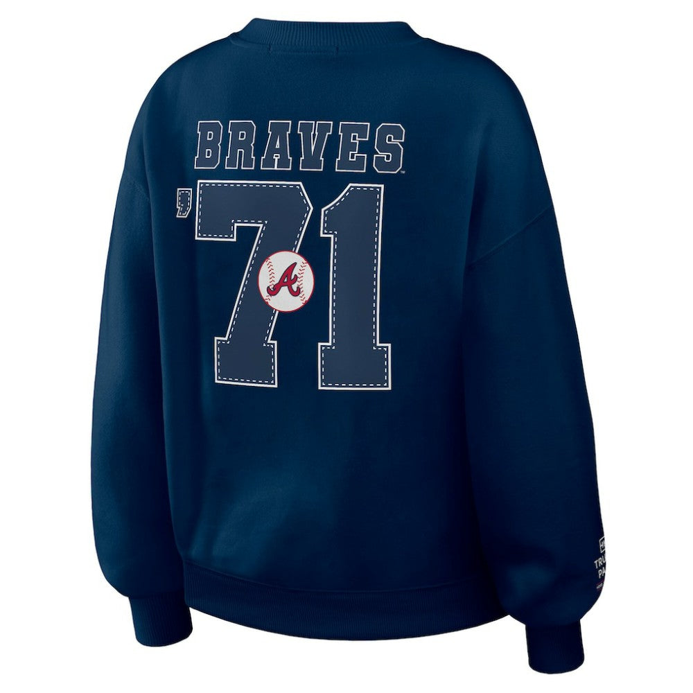 Atlanta Braves WEAR by Erin Andrews Women's Heavyweight Crew Neck Sweatshirt - MLB