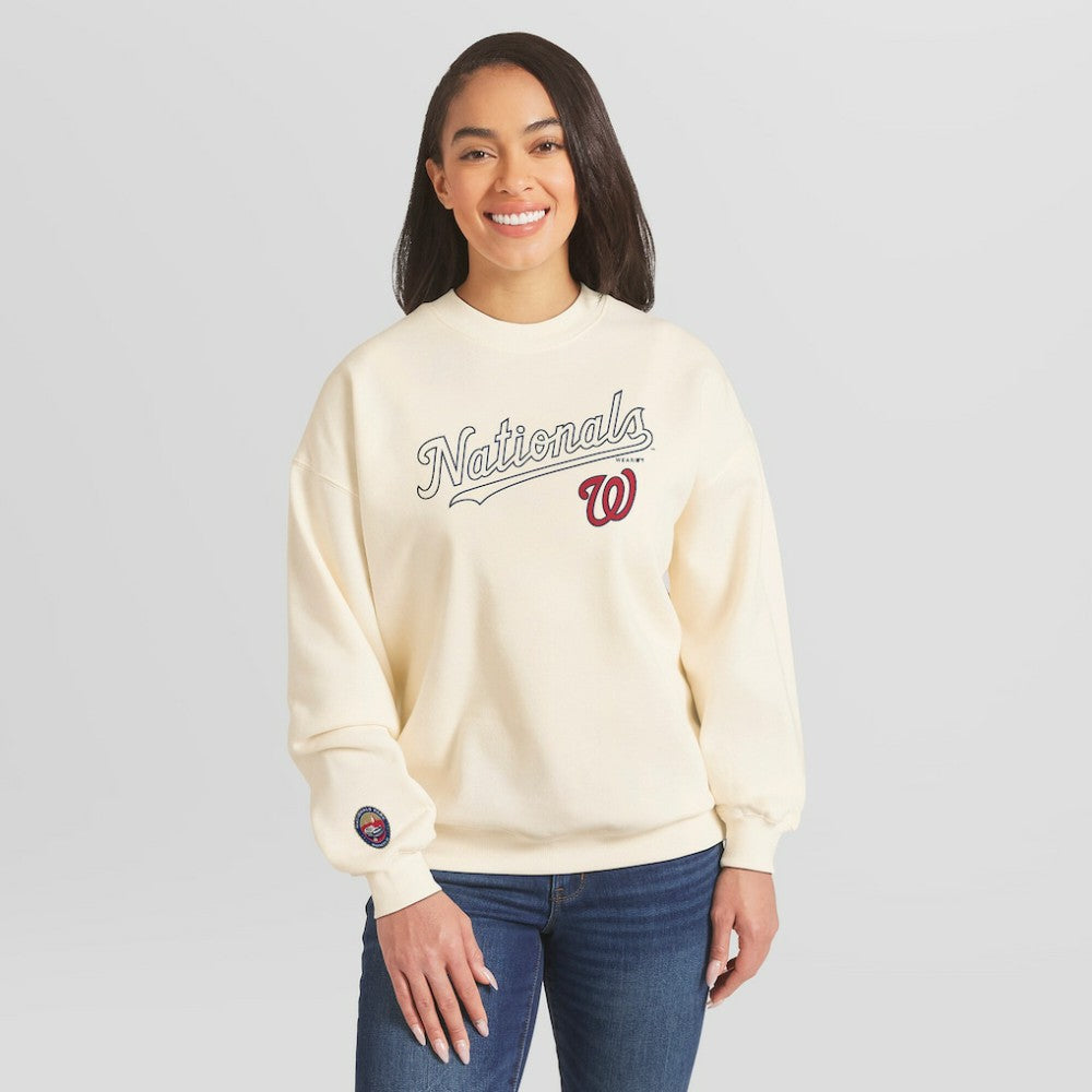 Washington Nationals WEAR by Erin Andrews Women's Heavyweight Crew Neck Sweatshirt - MLB