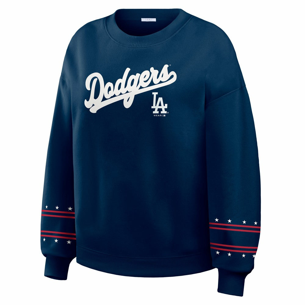 Los Angeles Dodgers WEAR by Erin Andrews Women's Americana Heavyweight Fleece Sweatshirt - MLB