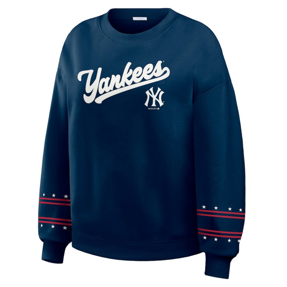 New York Yankees WEAR by Erin Andrews Women's Americana Heavyweight Fleece Sweatshirt - MLB